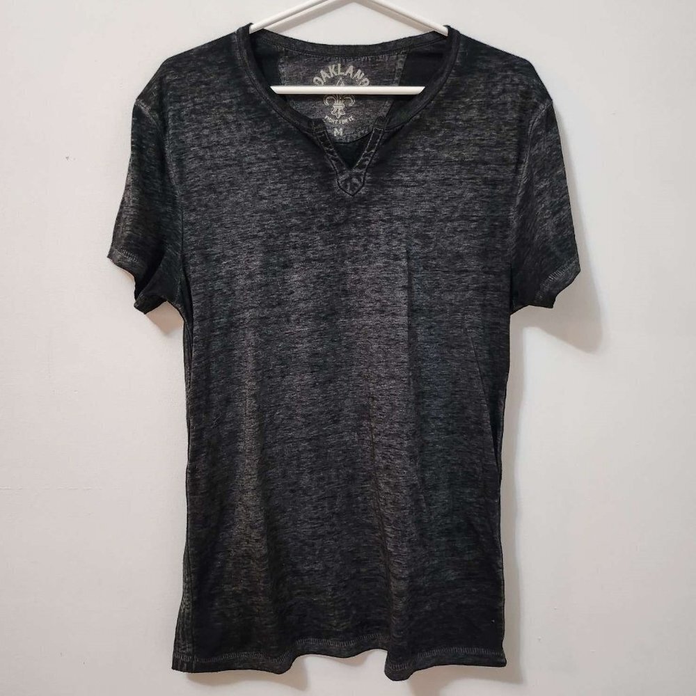 Mens Relaxed Fit Distressed Black Short Sleeve Shirt Medium b20